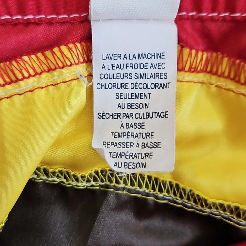 American Eagle Men 32 Board Shorts Swim Trunks Red Yellow 10 Inseam EUC Surf NWT
